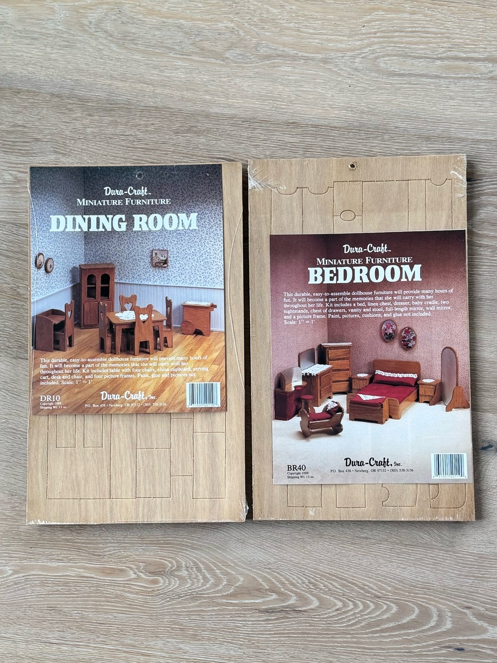 Craft Miniature Furniture Kits - Brown Wood Dining Room & Bedroom